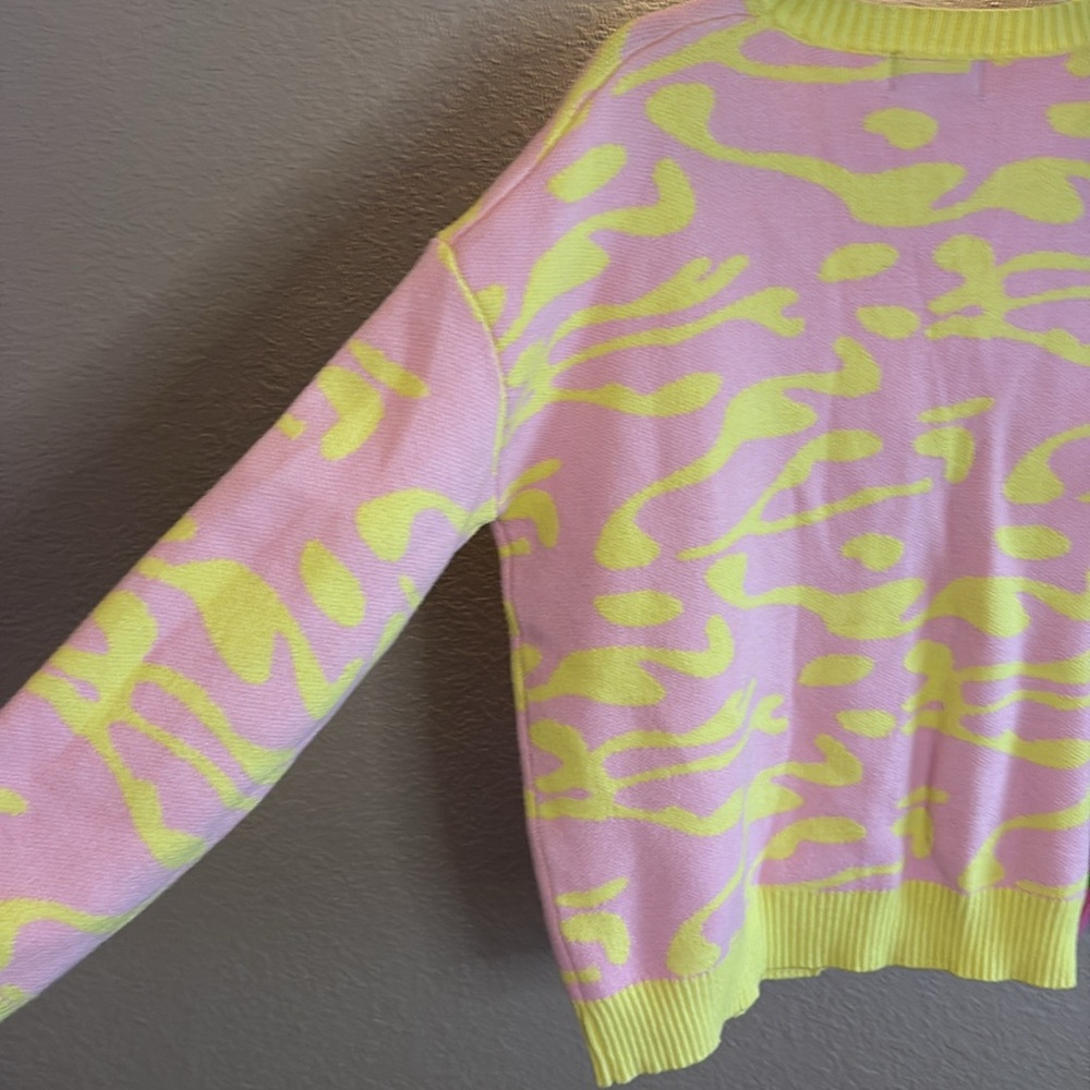 Cider Retro Lava Lamp Pastel Swirl Color Block Cardigan Sweater/ Size large - Picture 8 of 8